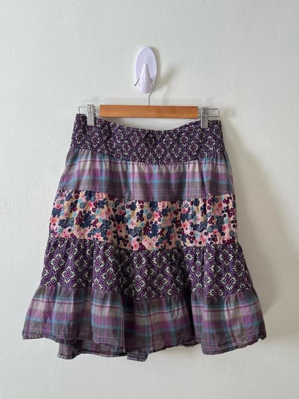 Purple Patchwork Multicolored Skirt